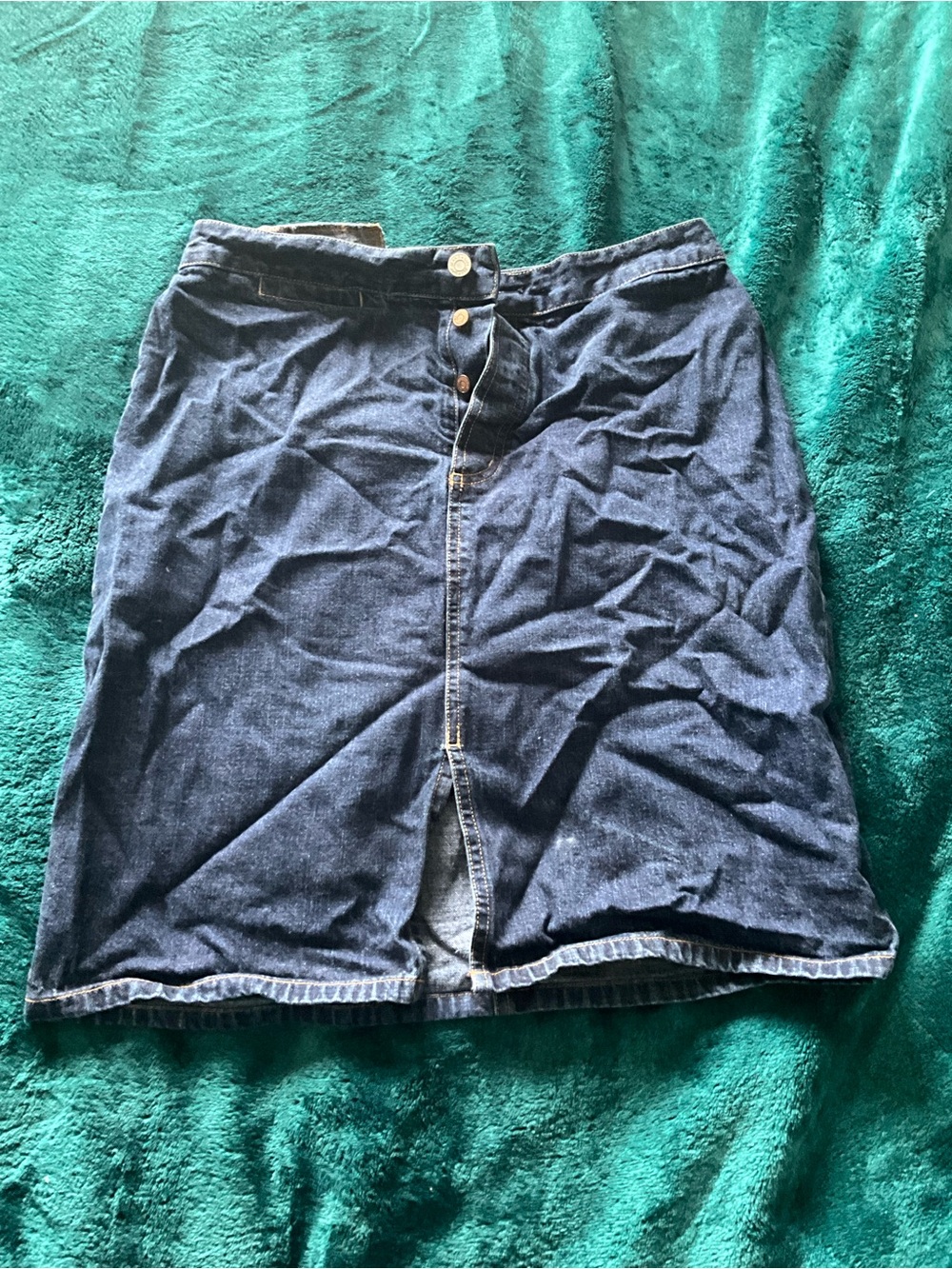 GAP Dark Blue Denim Midi Skirt with Front Buttons